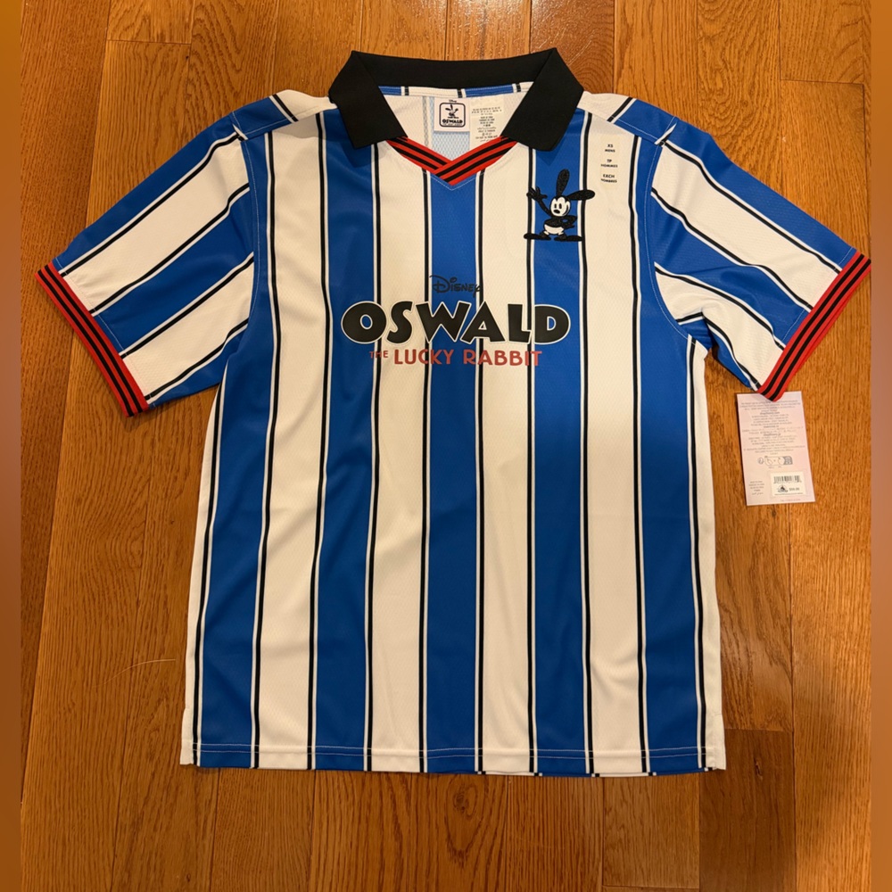 Disney Blue and White Striped Polo Shirt